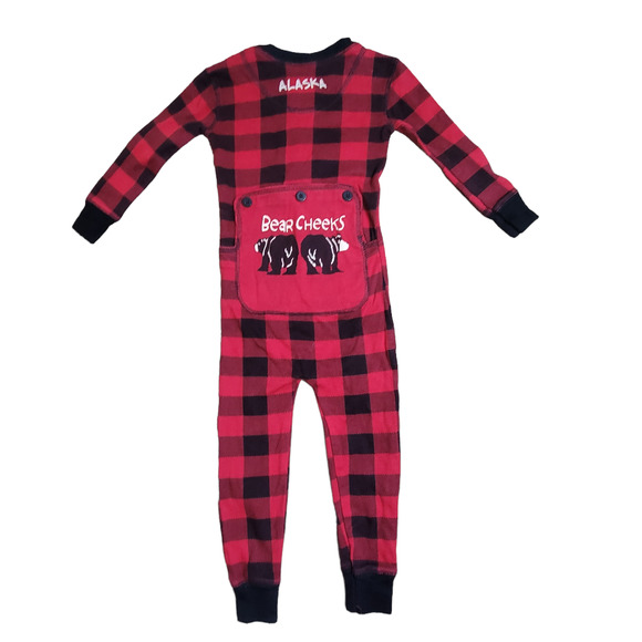 Lazy One Alaska Kids Unisex Red Plaid Bear Cheeks FlapJack Size 2T - Picture 4 of 7